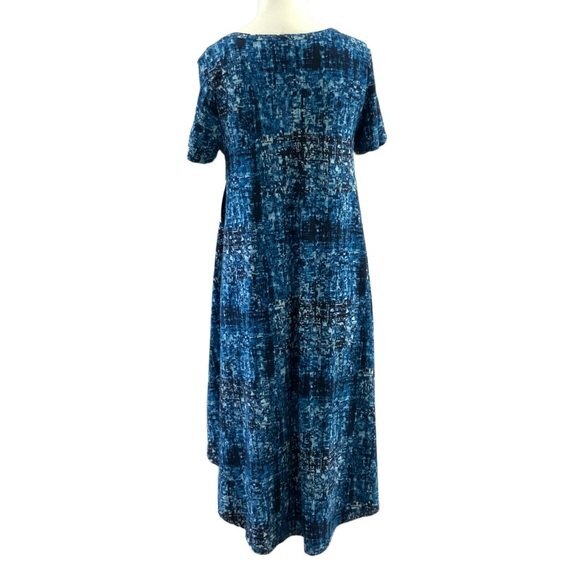 LuLaRoe Carly Dress Blue Short Sleeve Hi-Low Hem XS - Picture 2 of 9